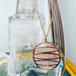 Rose Quartz Gold Plated Art Deco Pendant- New- Custom Made